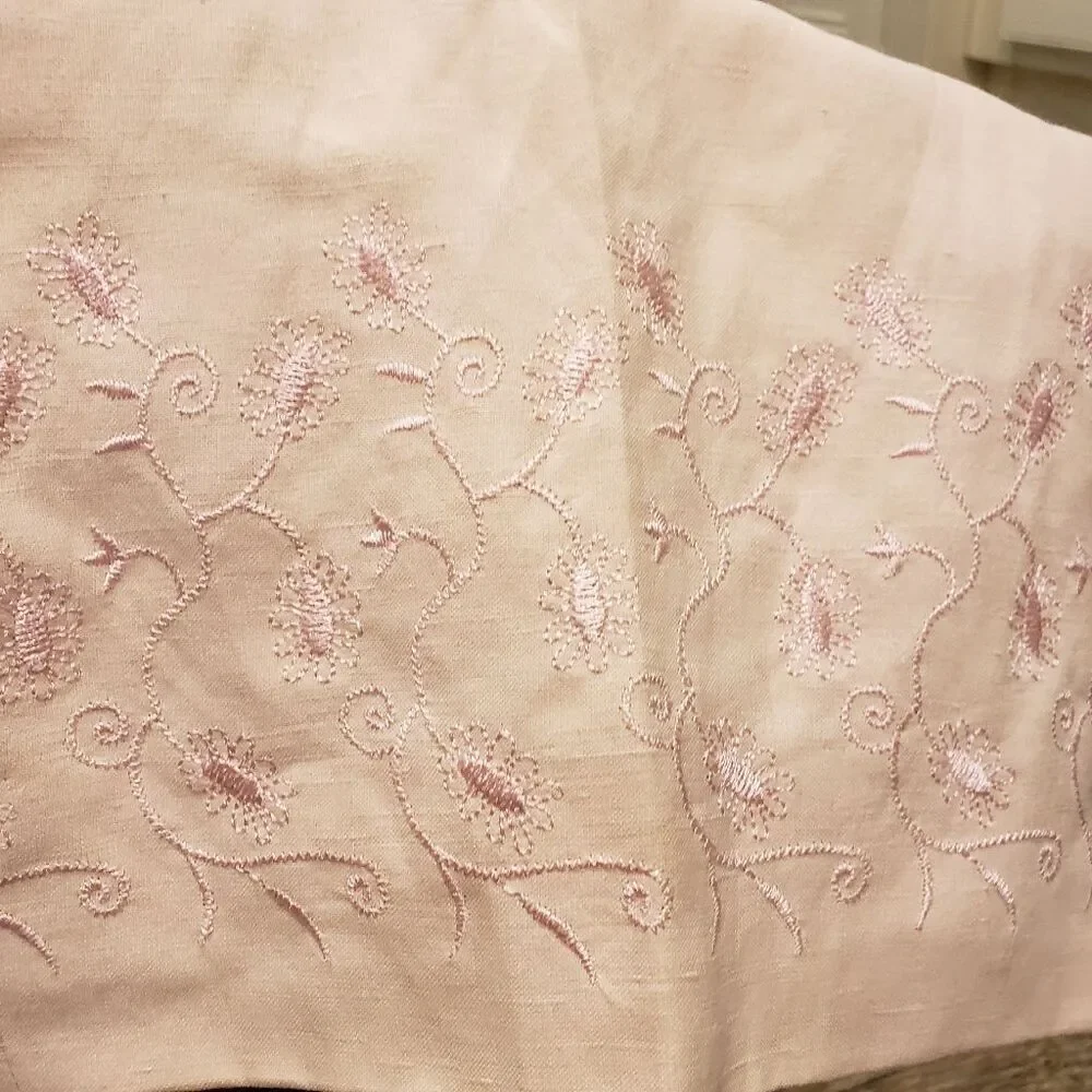 Josephine Chaus Silk Linen Pink Pants With Floral Embroider Trim Size 14  NWOT - Picture 3 of 10